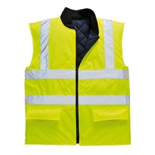 Portwest Hi-Vis Reversible Bodywarmer Thermal Insulation Water Resist. 4 Pockets