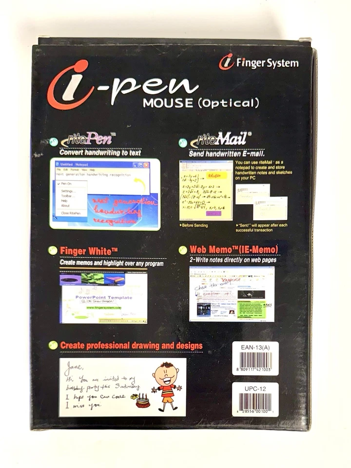i -Pen Digital Pen Mouse & Software - PC USB - Finger Systems USA - BNIB NOS - Image 2 of 2