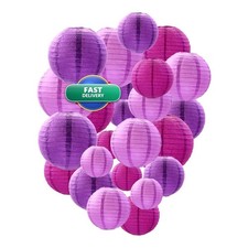 Tim&Lin Purple Paper Lanterns Decorative, Chinese/Japanese Hanging Round Paper