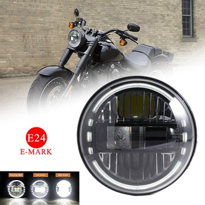 Für Harley Softtail Fat Boy 2001-2017 E-Geprüft 7 Zoll LED Scheinwerfer mit DRL