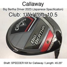 Callaway Big Bertha Driver 2023 JDM 1W Driver 10.5 45.25" SPEEDER NX for Calla
