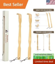 2PCS Natural Bamboo Back Scratcher- 17 inch long Handle Itch Relief Tool Port...