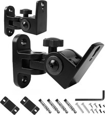 Universal Speaker Wall/Ceiling Mount Brackets,180 Adjustment,2 Packs Black Metal