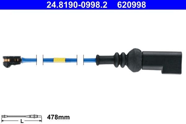 ATE Warnkontakt BremsbeläGe Hinten (24.8190-0998.2) FüR Ford Transit Custom-image