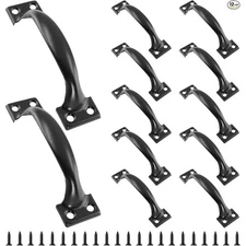 12 PCS Gate Handle Pulls, 4" Pulls in Black, Garage Door Pull Handle with Scr
