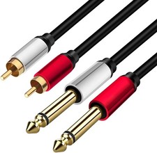 2 X 6.35 Mm to 2RCA Cable,Dual 1/4 Inch TS Stereo Jack Male to 2 RCA Male Stereo