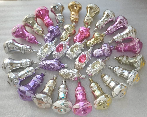 33 Antique Vintage USSR Silver Glass Christmas Ornaments Xmas Tree Decorations