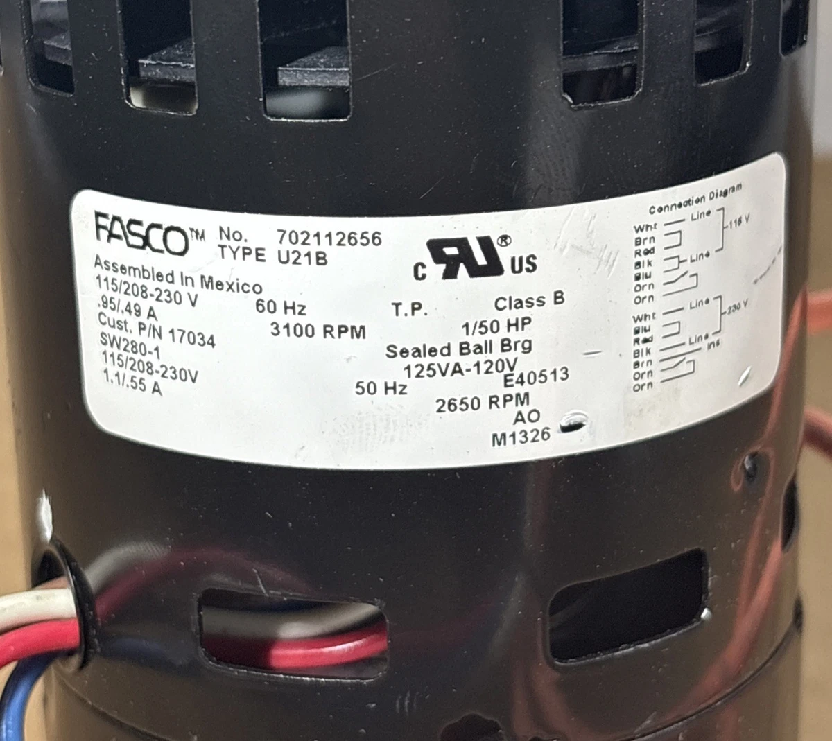 Ultrafryer 702112656 Fasco U21B Blower Motor Assembly 115/208-230V 3100 RPM photo 4
