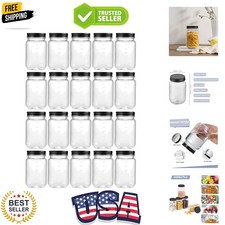 16 oz Clear Plastic Jars with Screw-On Lids - BPA-Free Refillable Storage Con...