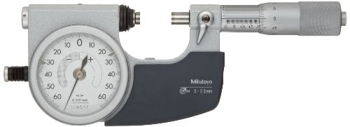 Mitutoyo 510-141 Dial Indicating Micrometer  Ratchet Stop  0-25mm Range  0.001mm