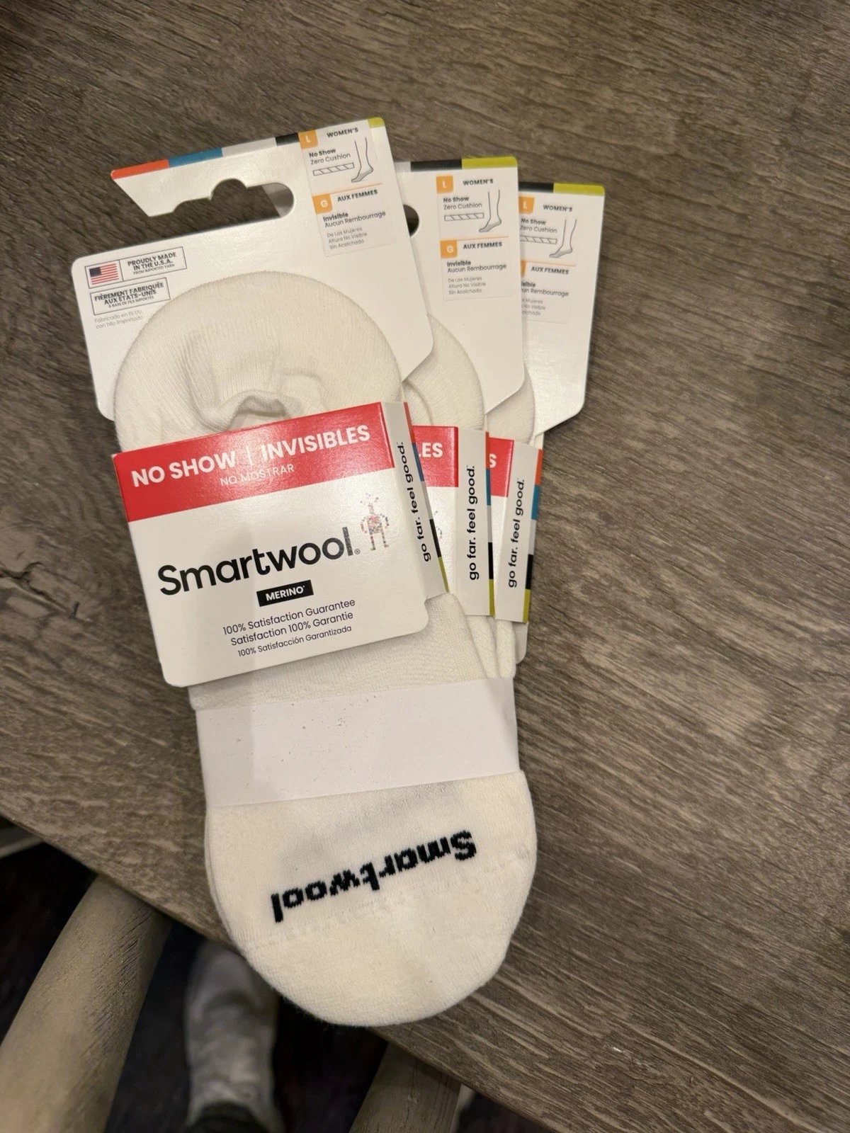 Smart Wool No Show 3-Pack White Merino Wool Women’s Large NEW
Opens in a new window or tab