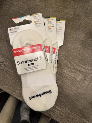 Smart Wool No Show 3-Pack White Merino Wool Women s Large NEW