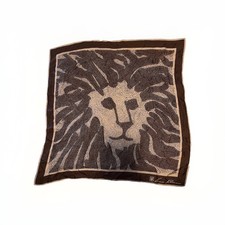 vintage Anne Klein Lion Logo Silk Scarf brown and beige