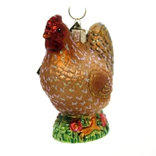 Old World Christmas Spring Chicken Glass Blown Ornament for Christmas Tree, Han