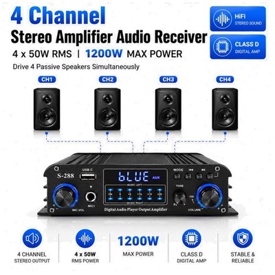 1200W Bluetooth Stereo Amplifier for Home Theater & Karaoke/-^^-