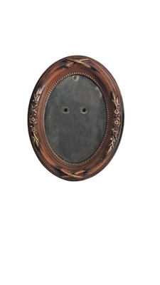 Ornate Wood Look Gold Tone Floral Detail Oval Photo Frame 2''x3'' Free Standing