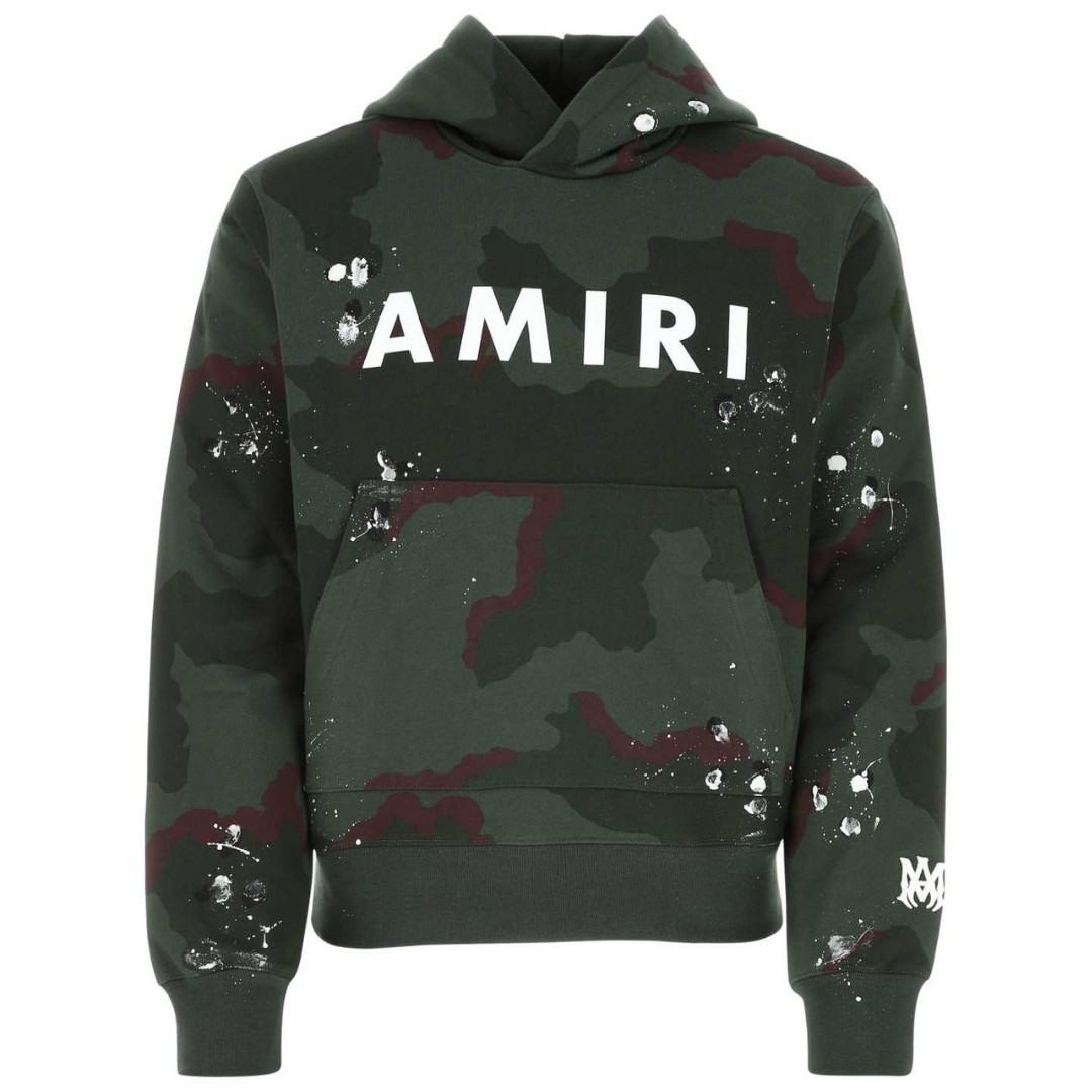 Камуфляжная зеленая толстовка с капюшоном с логотипом Amiri 165690₽