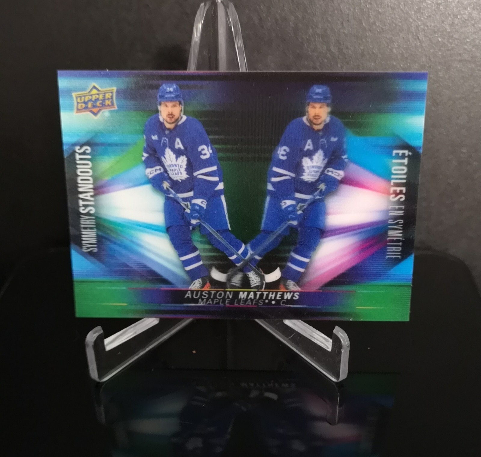Auston Matthews #3D-16 Hockey Cards 2023 Upper Deck Tim Hortons Symmetry Standouts trading card — raw and PSA graded price guide
