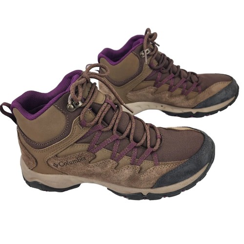 Columbia Womens Crestwood Mid Waterproof Hiking Boot Size 7 Brown And Plum - Picture 6 of 10