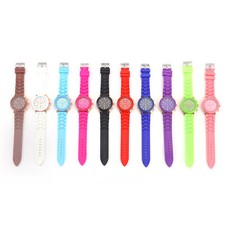 Boys Girls Cute Colorful Jelly Silicone Band Quartz Sports Wrist Watch Kids Gift