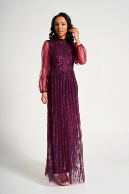 Frock Frill Amelia Rose Natalia Berry Embellished Maxi Dress