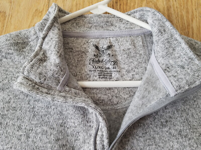 Faded Glory 1/4 Zip Pullover Sweater Men's XL Long Sleeve Gray Mock Neck