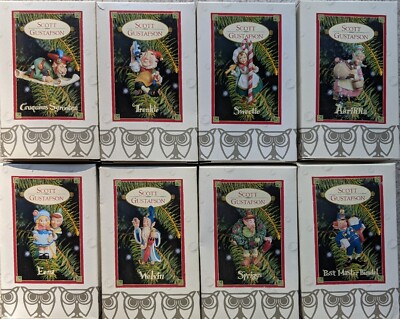 Scott Gustafson COMPLETE SET OF GWS (16) CHRISTMAS ORNAMENTS Pearl Bisque NIB