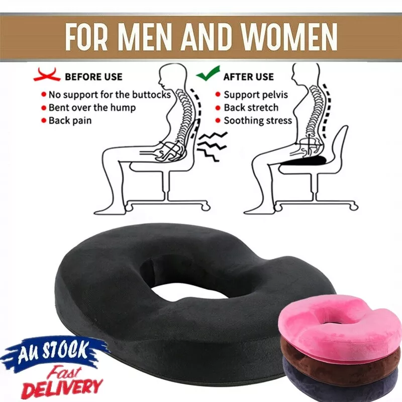 Donut Pillow Hemorrhoid Tailbone Cushion Support Memory Foam Back