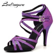 Latin Dance Shoes Purple High Heel Professional Salsa Dance Shoes Women