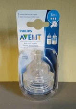 Philips Avent Medium Flow Anti-Colic Baby Bottle Nipple 3M+ (2 Pack). (BB)
