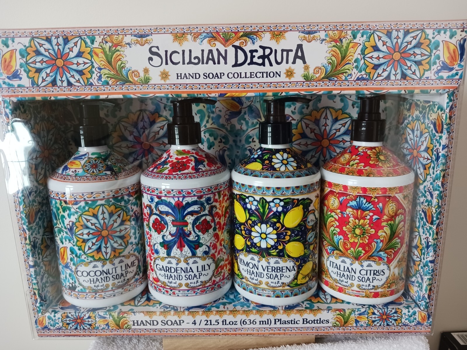 NEW Sicilian Deruta Hand Soap Collection, 21.5 fl oz x 4Pack, Gift Set
