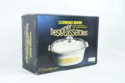 CorningWare Designer Casseroles-VTG-NIB-2.5qt Oval Dish&Lid-Expressions-Original