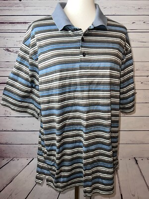 #ad Northern Isles Mens Polo Shirt size Large Striped Cotton Short Sleeve Golf Beach $17.44