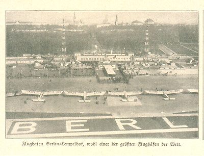 Flughafen Tempelhof #3 anno 1928 Luftbild mit Flugzeugen - Hist. Abb. von 1928