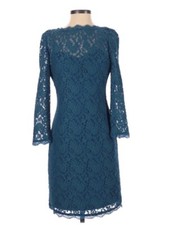 Adrianna Papell Turquoise Lace Stretch Evening Dress Size 4 Exposed Zipper $350