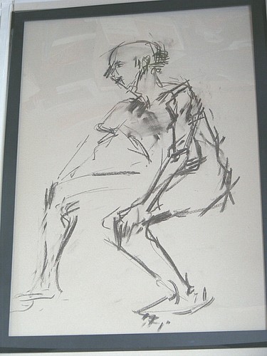 Figure life drawing nude expressive, charcoal/paper, man sitting A1/A2 size - Picture 3 of 6