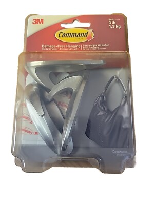 3M Command: Medium Brushed Nickel Designer Hook - Value Pack (Brushed Nickel)