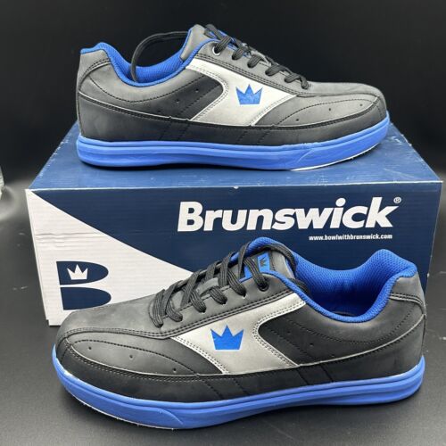 Brunswick Renegade Wide Black/Blue Mens Bowling Shoes, US Size 9.5 With Box