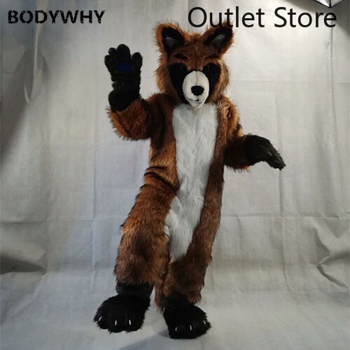 Brown Fursuit Long Husky Fox Dog Furry Suit Mascot Costume Cosplay Party  Dress | eBay