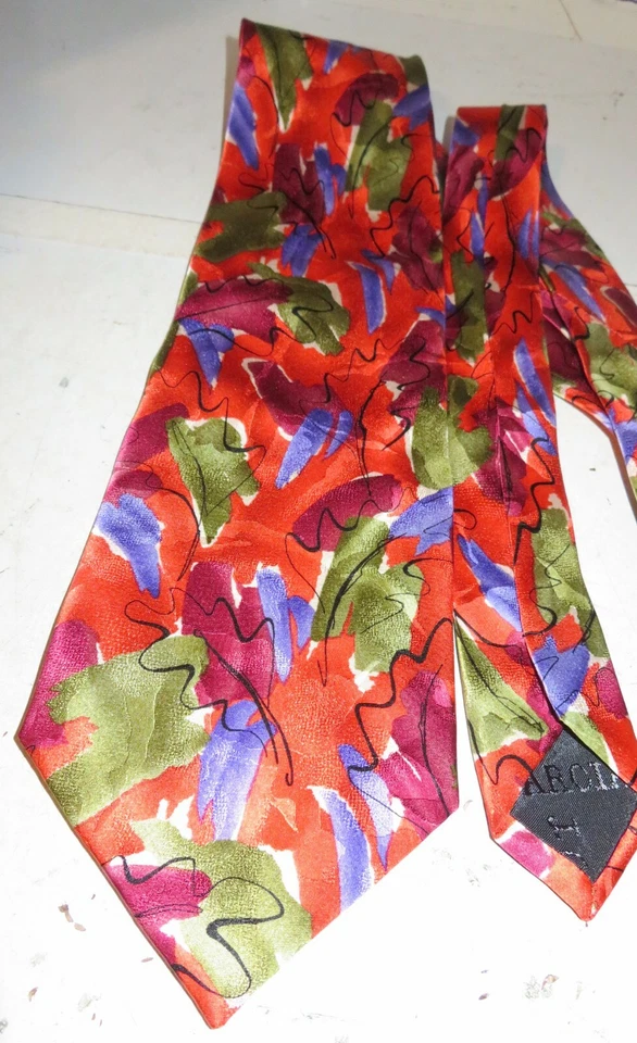 Jerry Garcia California Mission Collection 38 100% Seda Multicolor Hojas Naranja Foto 4 de 4