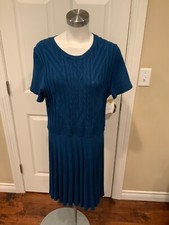Draper James Dark Blue Cable Knit Short Sleeve Sweater Dress, Size XL