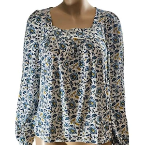 Lucky Brand Women's Square Neck Long Sleeve Print Top NWT front