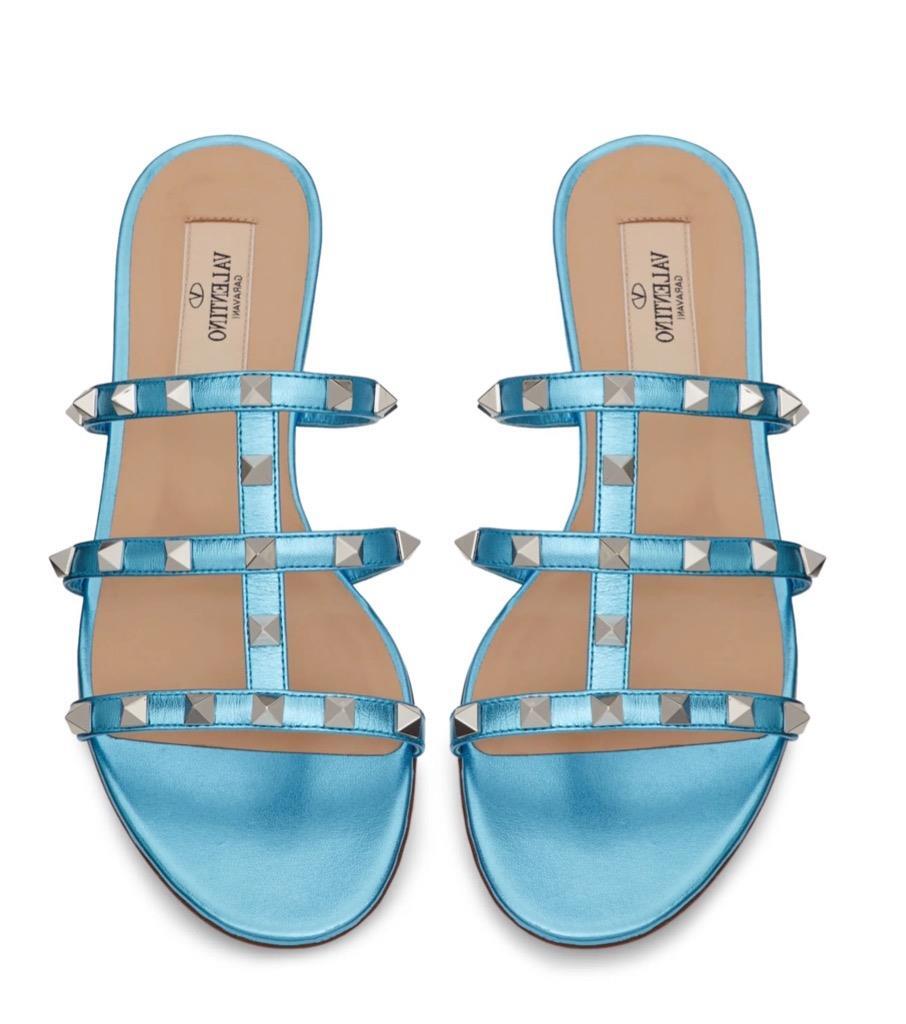 Valentino Sandals Blue Rockstud Valentino Rockstud Calfskin