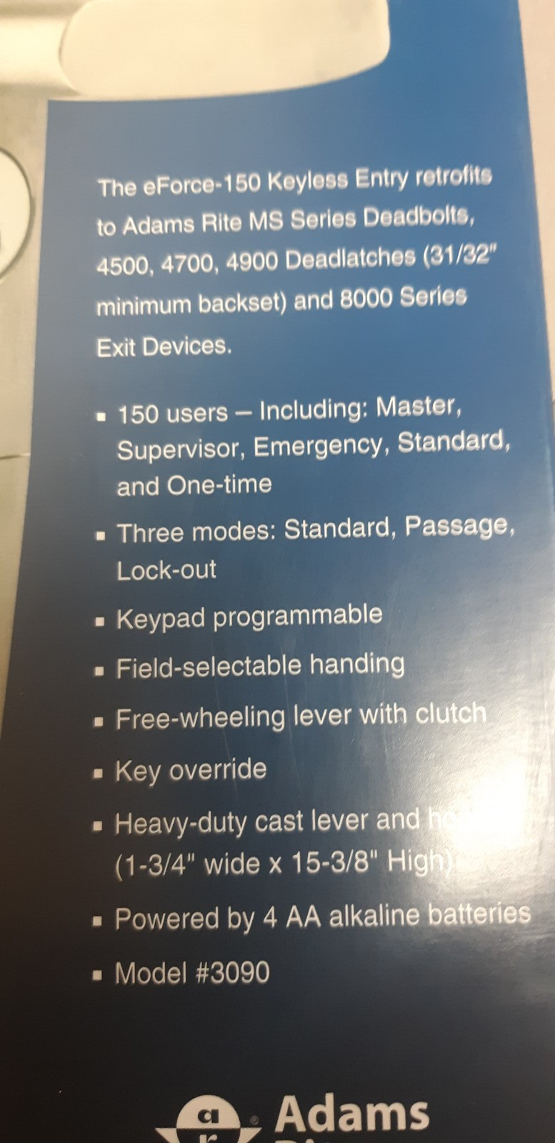Adams Rite  ASSA Abloy 3090 02 121 EFORCE 150 KEYLESS ENTRY