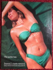 1991 TANQUERAY Gin Print Ad ~ Sexy Girl Green Bikini, The Perfect Tan Experience