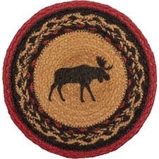 Cumberland Stenciled Moose JUTE 8" TRIVET Country Rustic Cabin Lodge Red Black