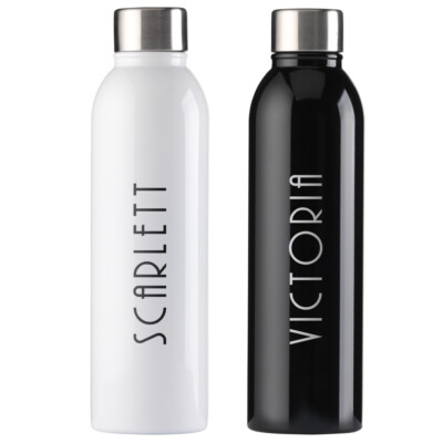 PERSONALISIERTE Metall Trinkflasche 500ml Hochglanz Art Deco Stil Isolierflasche