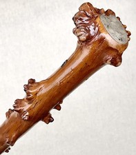 Vintage Antique 1800  Irish Blackthorn Sterling Silver Walking Stick Cane
