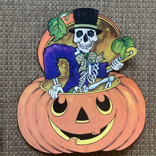 Lot 6 Vintage Halloween DieCut Out Decorations Witch Scarecrow Pumpkin Black Cat - Picture 3 of 12