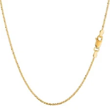 14k Yellow Real Gold Sparkle Chain Necklace, 0.9mm, 16"